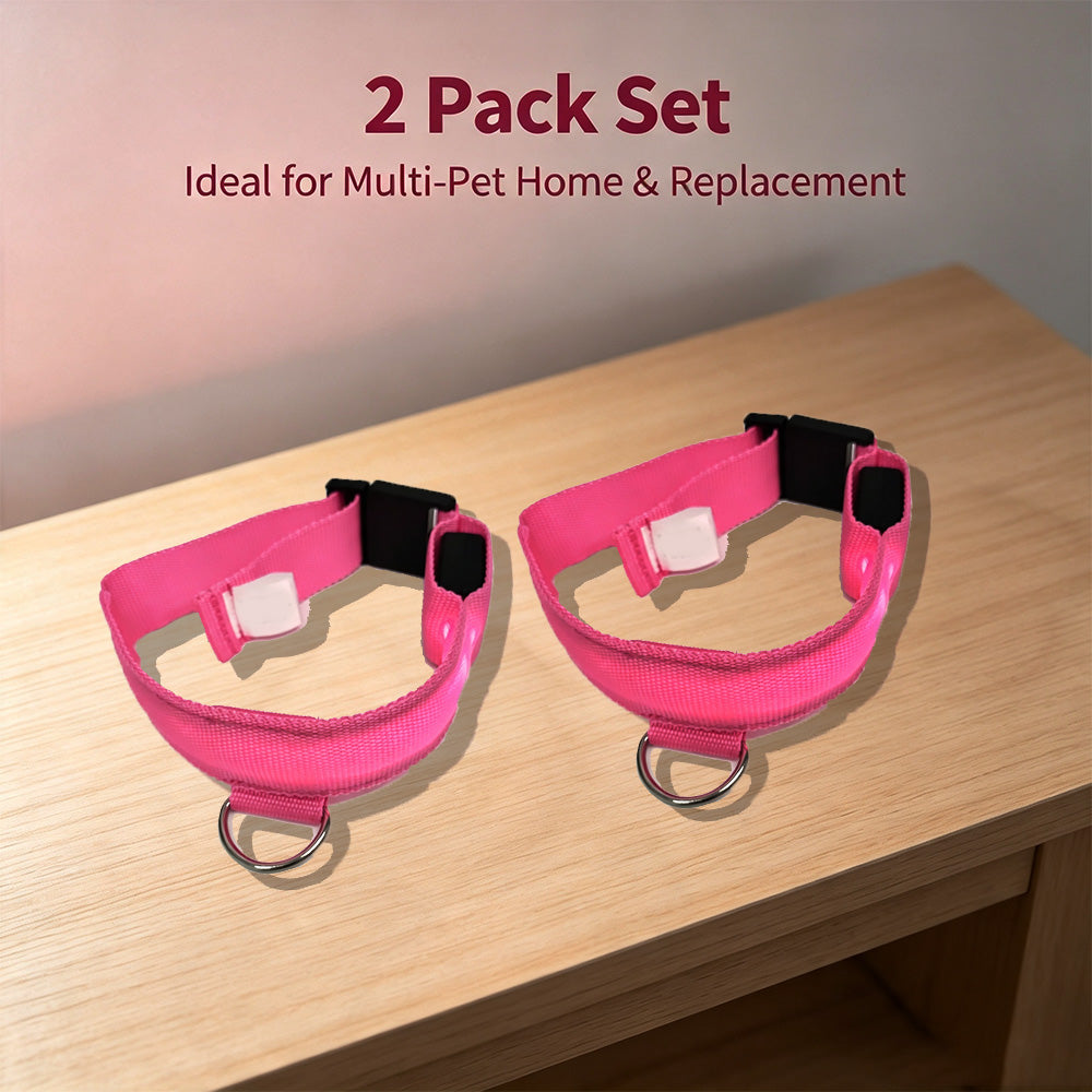 COMMIXCN LED Light Up Dog Collar, Waterproof 3 Modes(2 Pack)