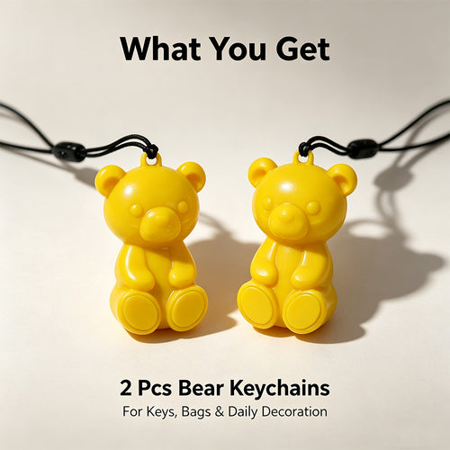 COMMIXCN LED Glowing Bear Keychain Charm – Night‑Run Safety Warning Light