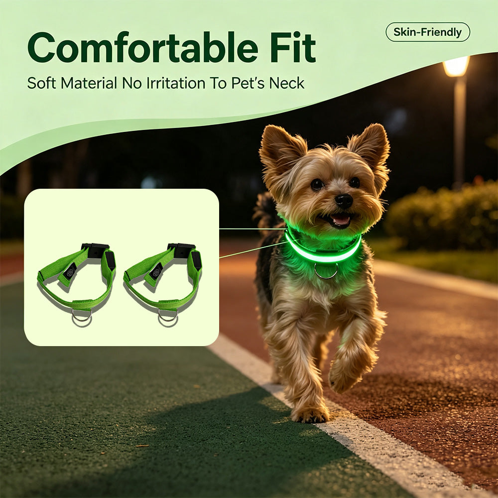 COMMIXCN LED Light Up Dog Collar, Waterproof 3 Modes(2 Pack)
