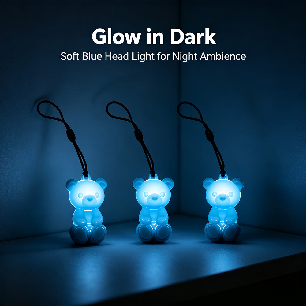 COMMIXCN LED Glowing Bear Keychain Charm – Night‑Run Safety Warning Light