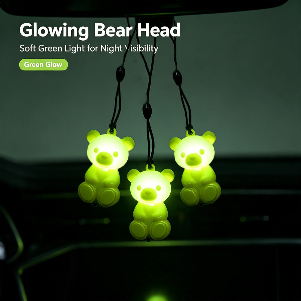 COMMIXCN LED Glowing Bear Keychain Charm – Night‑Run Safety Warning Light