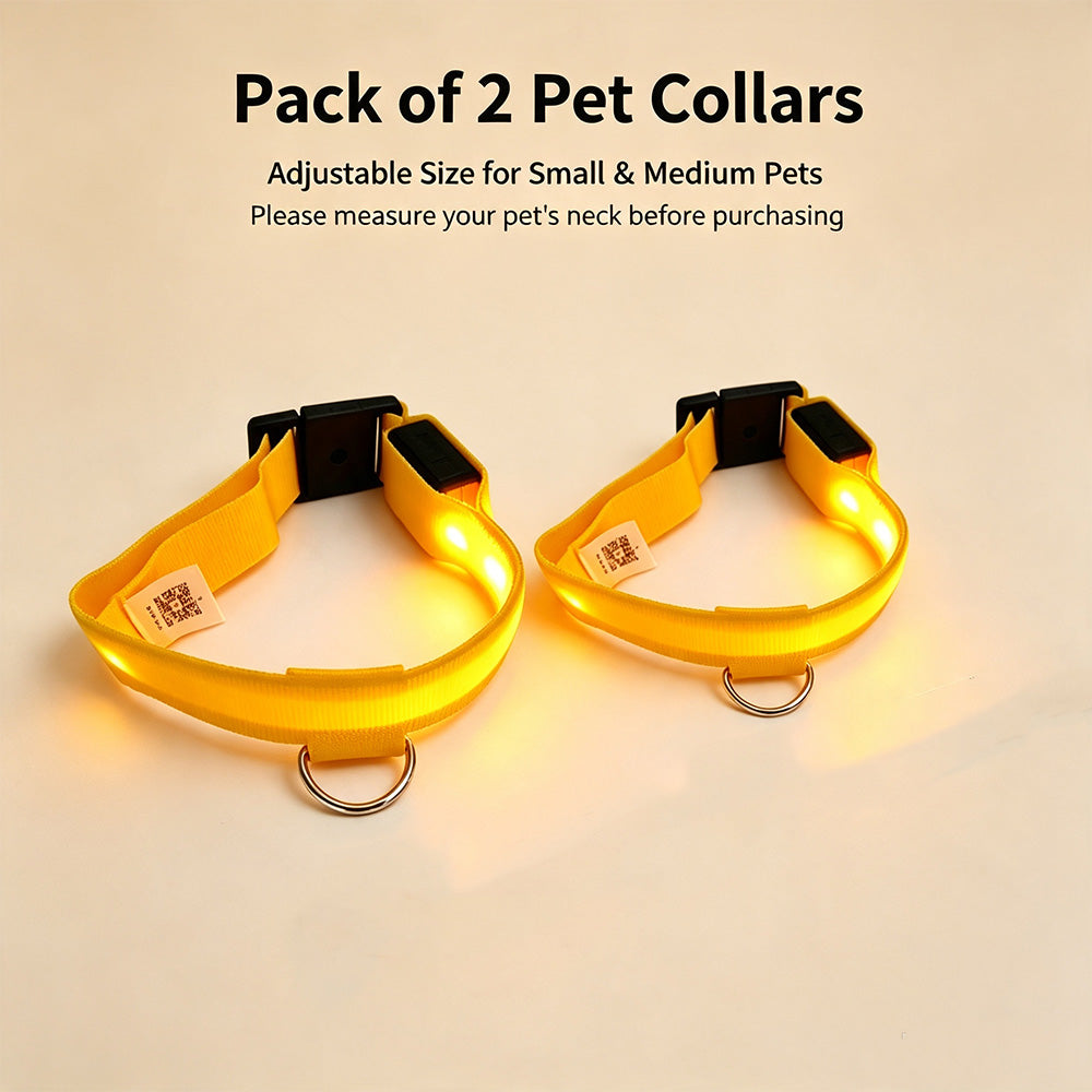 COMMIXCN LED Light Up Dog Collar, Waterproof 3 Modes(2 Pack)