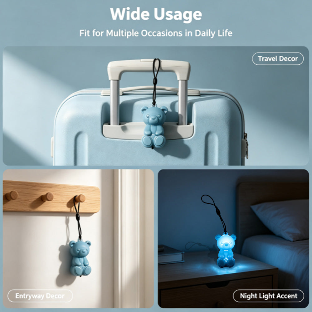 COMMIXCN LED Glowing Bear Keychain Charm – Night‑Run Safety Warning Light