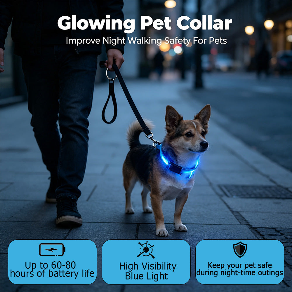 COMMIXCN LED Light Up Dog Collar, Waterproof 3 Modes(2 Pack)