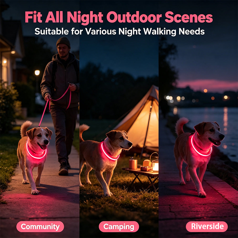 COMMIXCN LED Light Up Dog Collar, Waterproof 3 Modes(2 Pack)