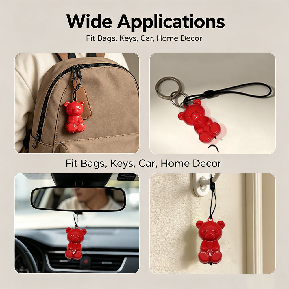 COMMIXCN LED Glowing Bear Keychain Charm – Night‑Run Safety Warning Light