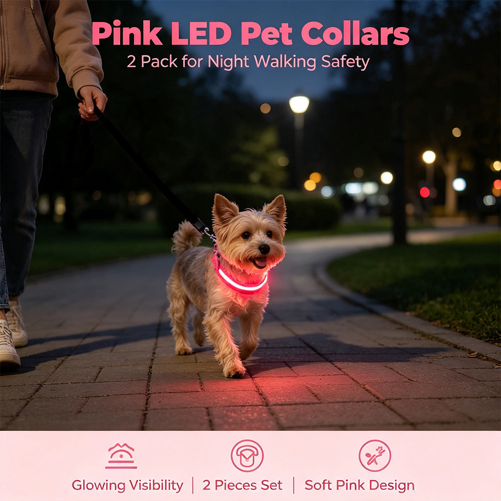 COMMIXCN LED Light Up Dog Collar, Waterproof 3 Modes(2 Pack)