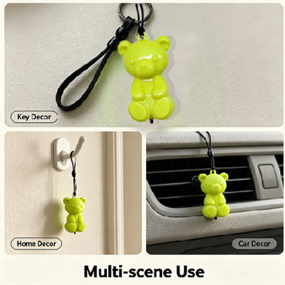 COMMIXCN LED Glowing Bear Keychain Charm – Night‑Run Safety Warning Light